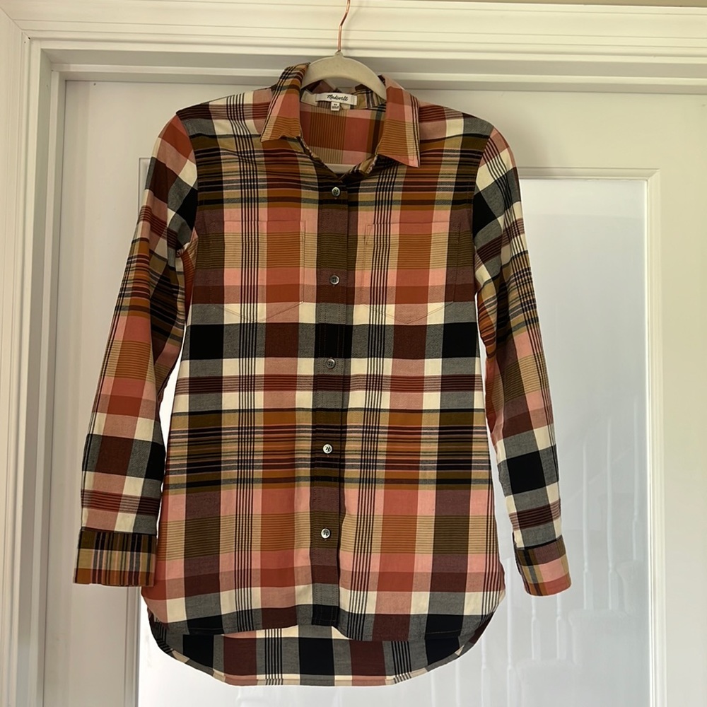 EUC Madewell Classic Ex-Boyfriend Dried Coral Plaid Shirt
